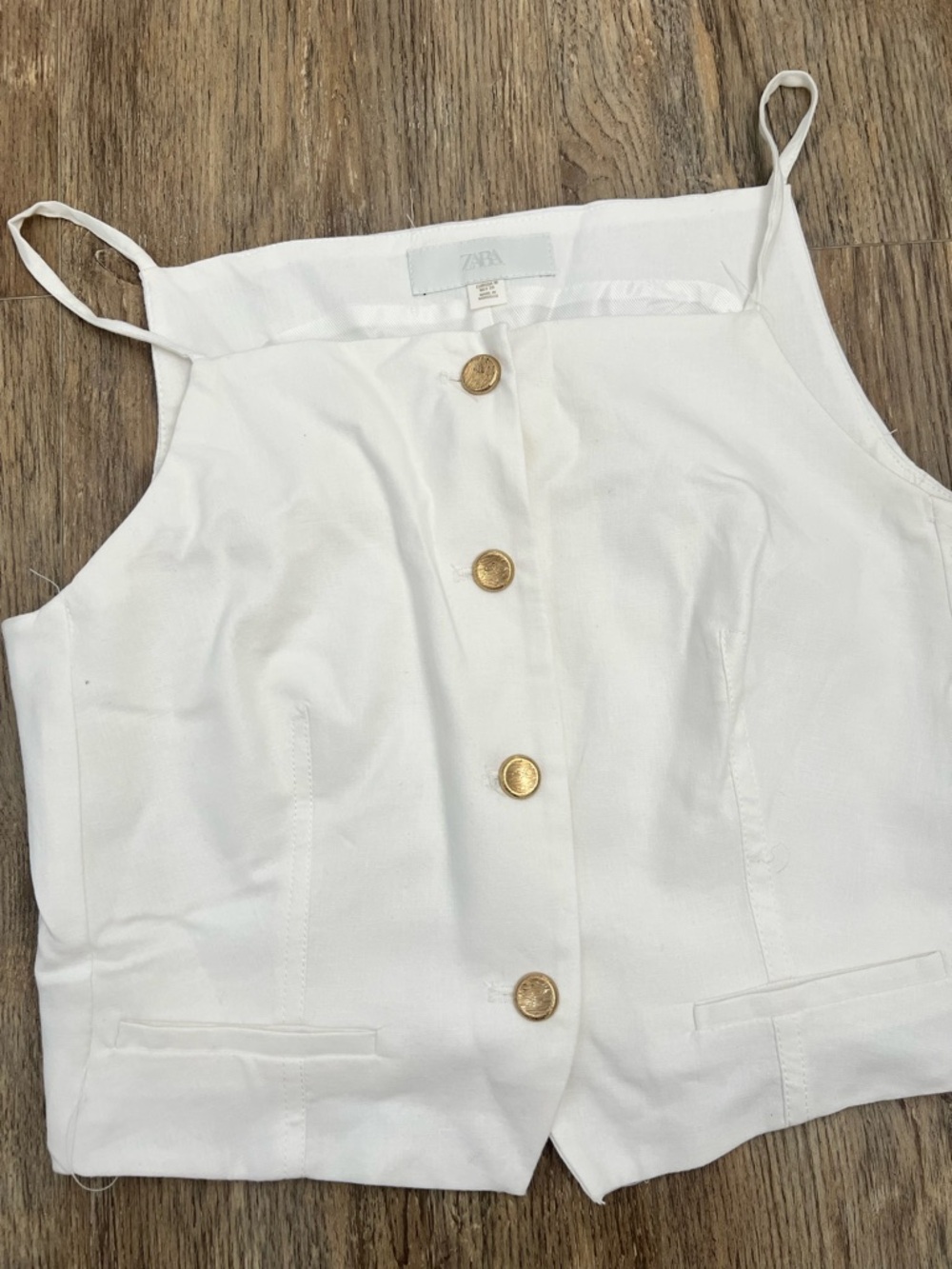Zara Crop Tank with Gold Buttons - Picture 2 of 5